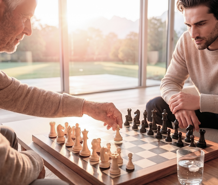 Zwei Männer spielen Schach